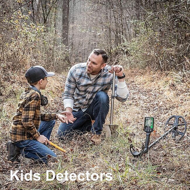 Kids Metal Detectors Father and son metal detecting