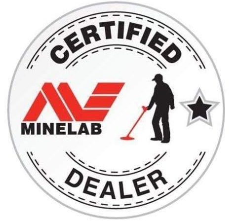 Minelab Certified Dealer Minelab certified dealer logo featuring a figure using a metal detector.